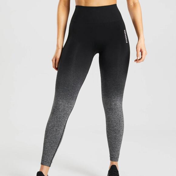 Gymshark Pants - Gymshark Adapt black gray marl ombre logo seamless gym workout ankle leggings xs